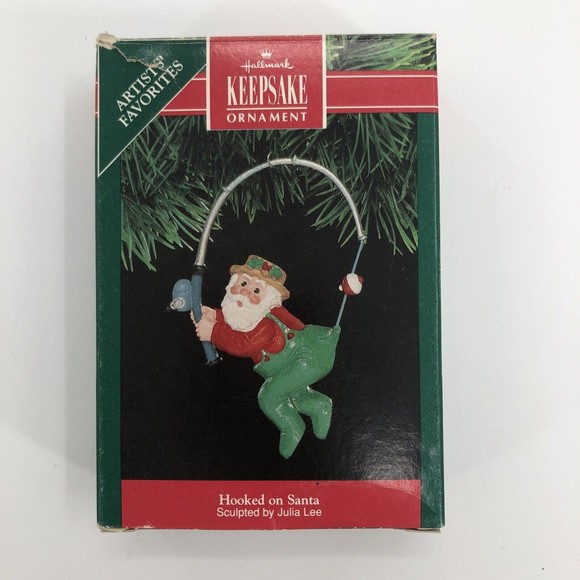 Hallmark Keepsake Christmas Ornament Hooked on Santa Fishing Artists Favorites - Picture 8 of 12